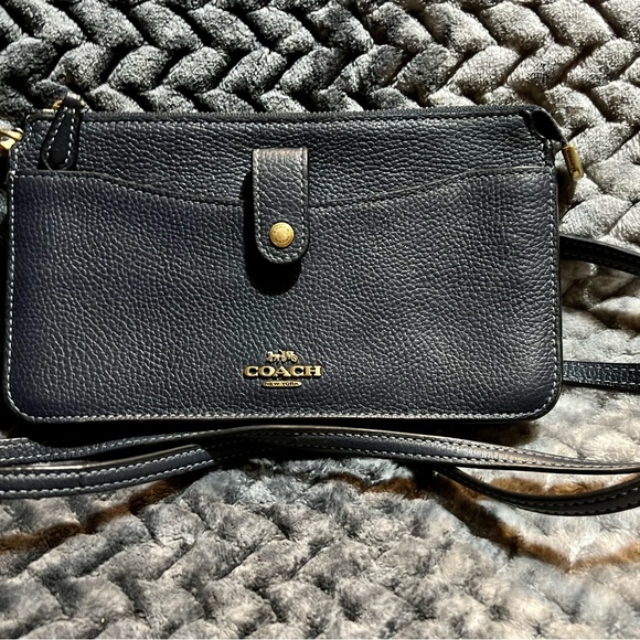 Coach Handbags - Coach Black Crossbody Bag with Floral Insets with Brass Accents and Strap.